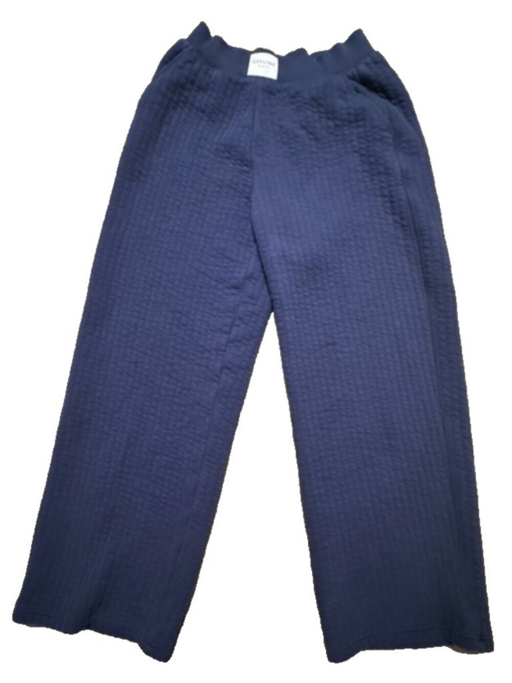Aerie Quilted Wide Leg Lounge Pants Coffee Run Trousers XS Navy Lounge Relax